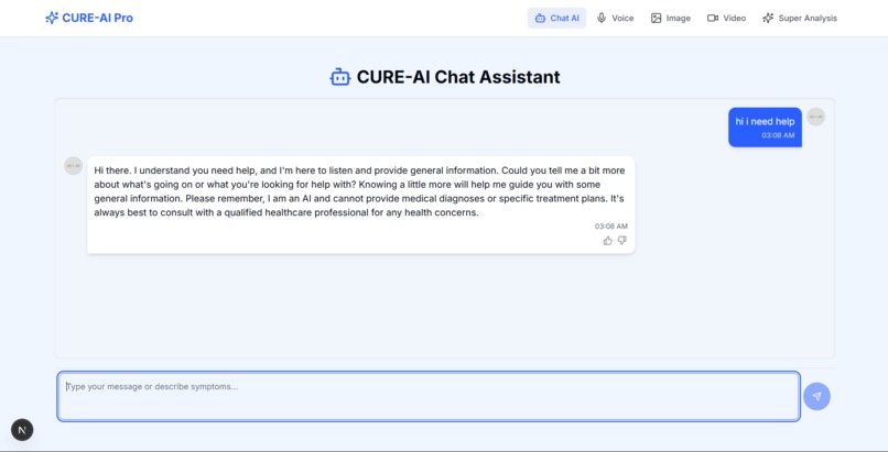 CURE-AI: Contextual Unified Response Engine for Healthcare – screenshot 2