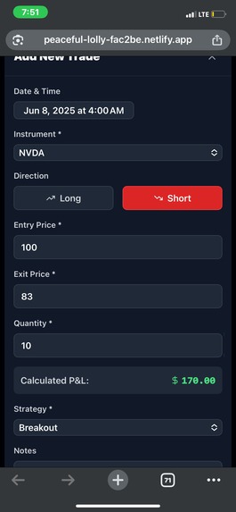 A Trading Journal – screenshot 3