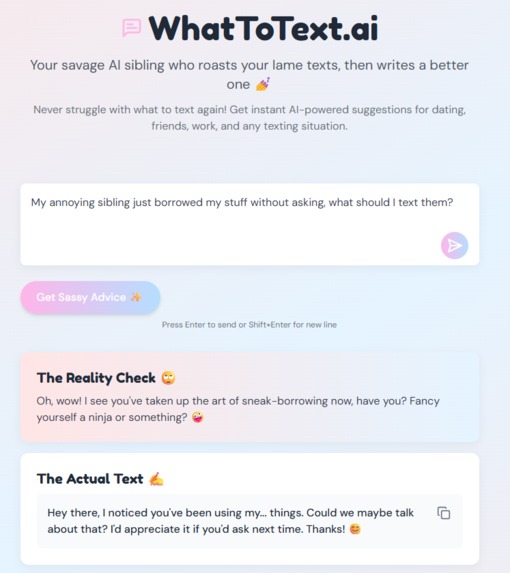 WhatToText.ai – screenshot 2