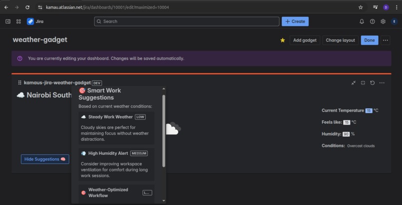 Smart-Jira-Weather-Gadget – screenshot 1
