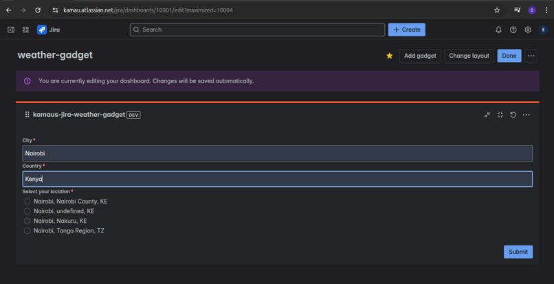 Smart-Jira-Weather-Gadget – screenshot 2