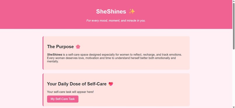 SheShines: For every mood, moment, and miracle in you. – screenshot 1