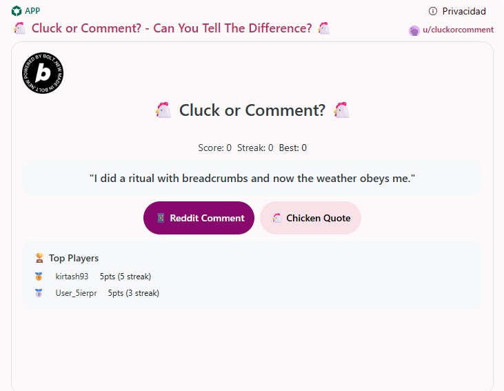 CluckOrComment – screenshot 5