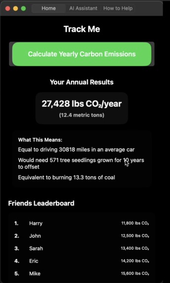 TrackMe: Personal CO2 Emissions Tracking and Reducer App – screenshot 1