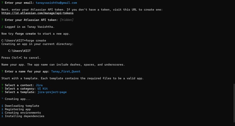Tanay's First Jira Quest - Hello World Forge App – screenshot 3