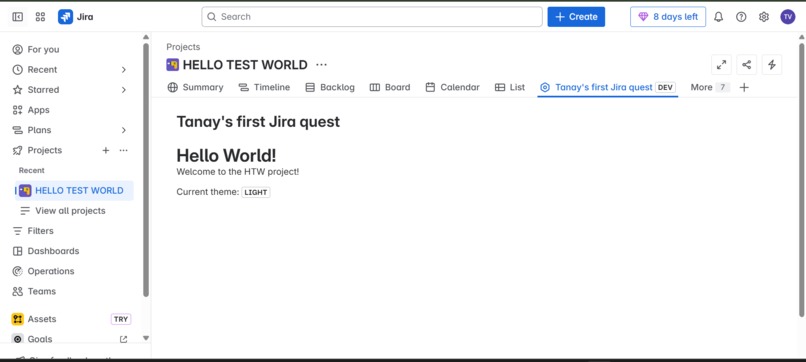 Tanay's First Jira Quest - Hello World Forge App – screenshot 1