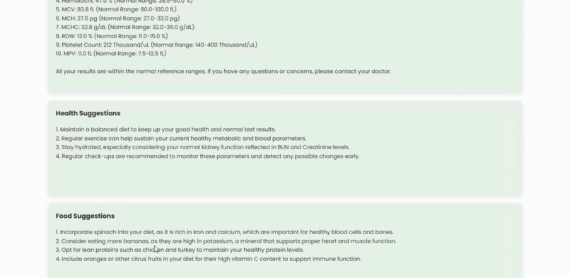 Medical Report Analyzer & Healthy Habits Recommender – screenshot 2