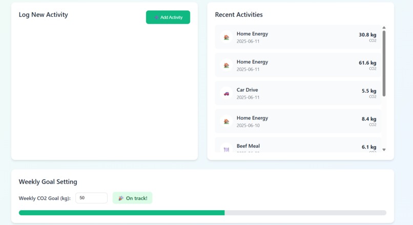 EcoTrack - Personal Carbon Footprint Dashboard – screenshot 1