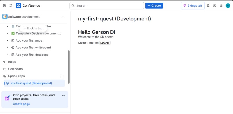 Exploring Confluence app building – screenshot 1