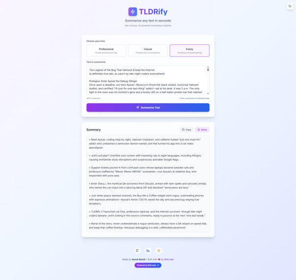 TLDRify – screenshot 1