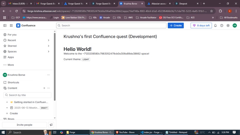 Build a hello world Confluence or Jira app – screenshot 1