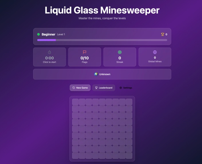 Liquid Glass Minesweeper – screenshot 1