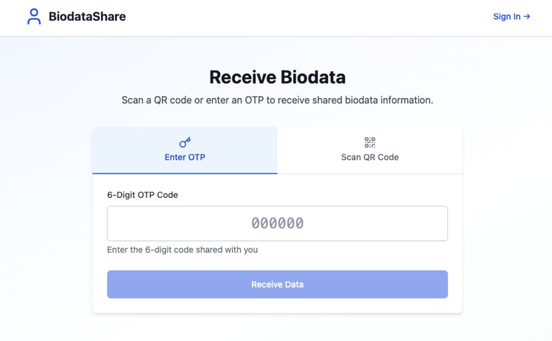 BioDataShare – screenshot 1