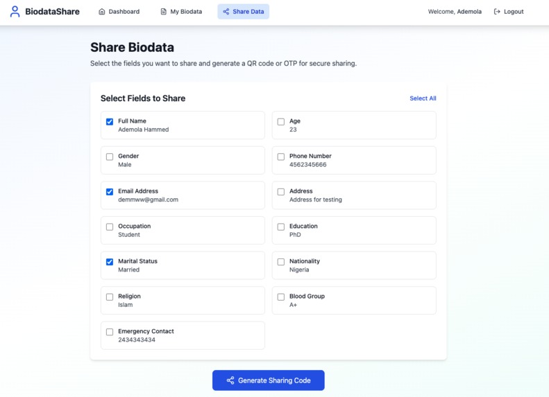 BioDataShare – screenshot 6