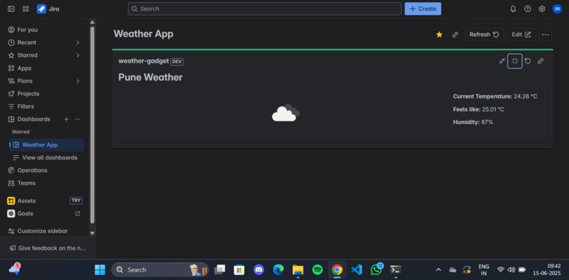 The Jira Weather Gadget App – screenshot 2