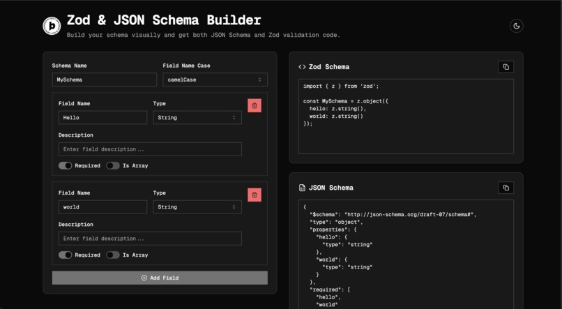Zod & JSON Schema Builder – screenshot 1