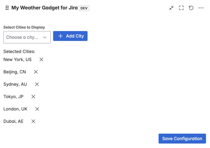 My Weather Gadget for Jira – screenshot 3