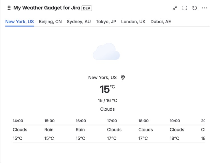 My Weather Gadget for Jira – screenshot 2