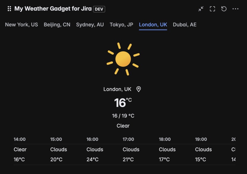 My Weather Gadget for Jira – screenshot 1