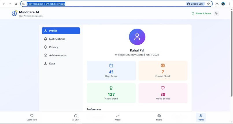 MindCare AI - Mental Wellness Companion – screenshot 1