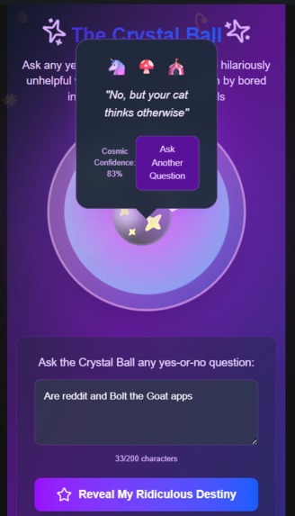 AskTheBall, a RedditxBolt project – screenshot 5
