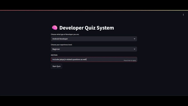 Developer Quiz (AI Powered) – screenshot 1