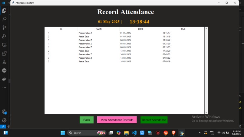Facial recognition-based student attendance software – screenshot 7