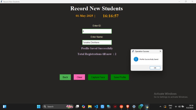 Facial recognition-based student attendance software – screenshot 9
