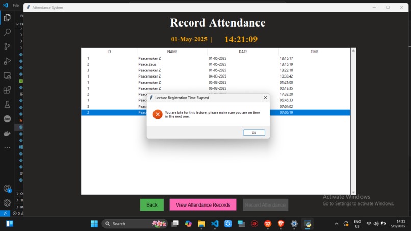 Facial recognition-based student attendance software – screenshot 14