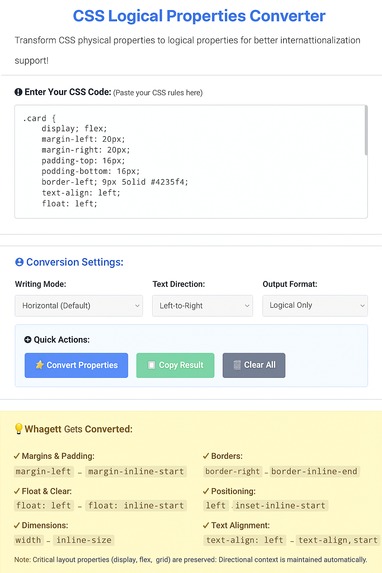 CSS Logical Properties Converter  – screenshot 1