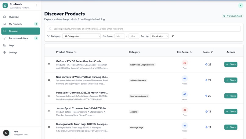 EcoTrack – screenshot 2