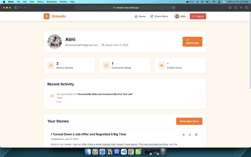 SinkedIn – screenshot 2