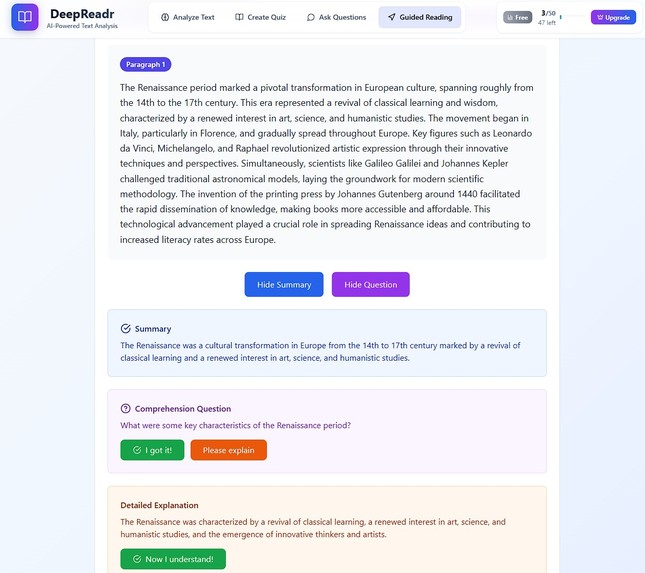 DeepReadr – screenshot 1