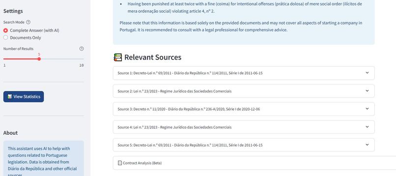 Portuguese Legal Assistant – screenshot 1