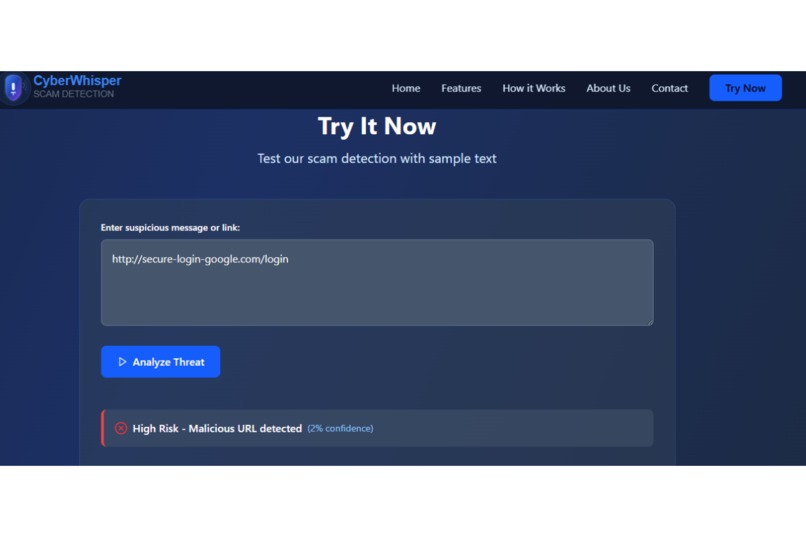 CyberWhisper – Real-Time Scam and Threat Analyzer – screenshot 3
