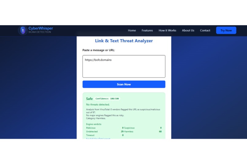 CyberWhisper – Real-Time Scam and Threat Analyzer – screenshot 4