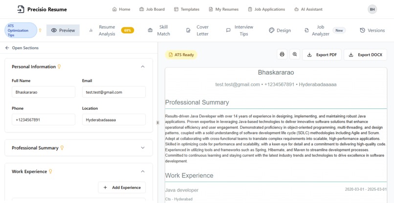 Precisio Resume – screenshot 1