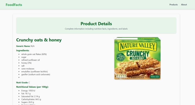 Food Products Explorer – screenshot 2