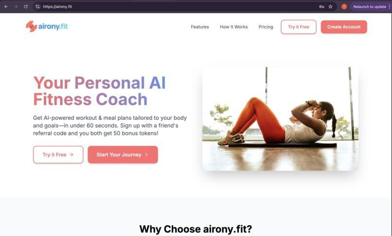 airony.fit – screenshot 1