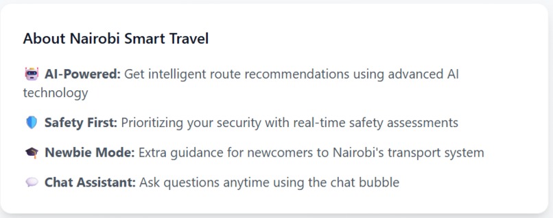 Nairobi Smart Travel Assistant – screenshot 2