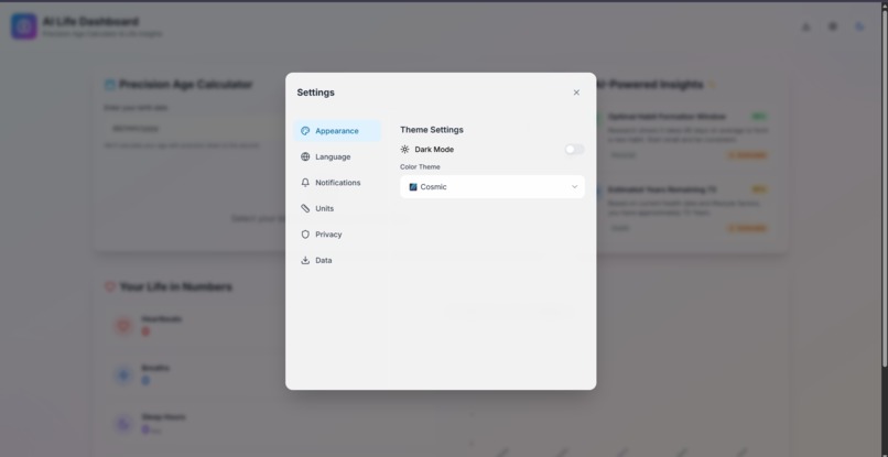 AI Life Dashboard - Precision Age Calculator – screenshot 1
