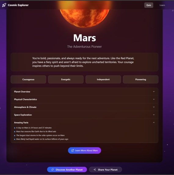 Cosmic Explorer- which planet are you? – screenshot 2