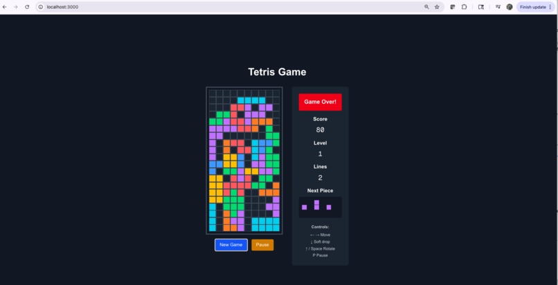 Build Tetris Game Using Amazon Q Developer – screenshot 1