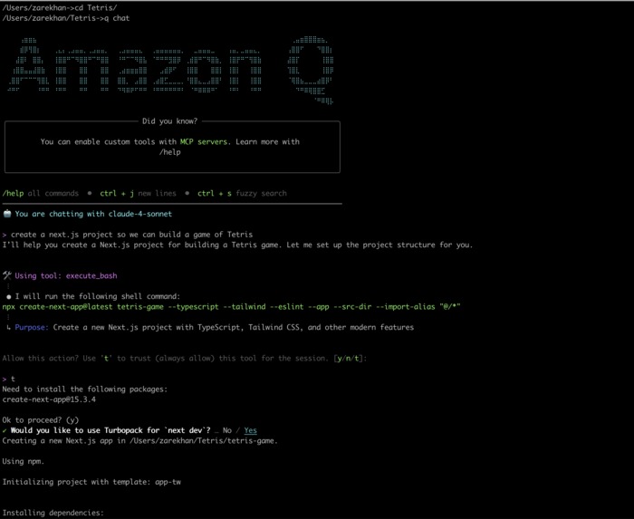 Build Tetris Game Using Amazon Q Developer – screenshot 2
