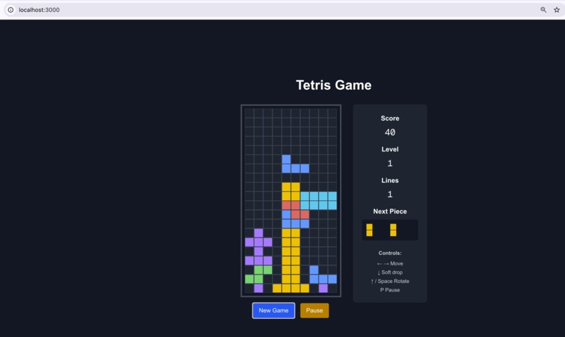 Build Tetris Game Using Amazon Q Developer – screenshot 3