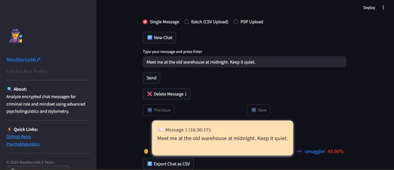 NeoNarcoNLP – screenshot 1