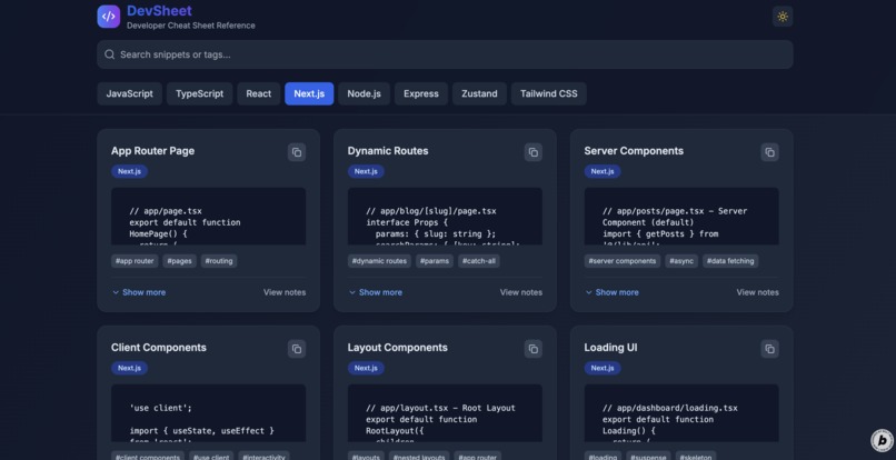 DevSheet – screenshot 1