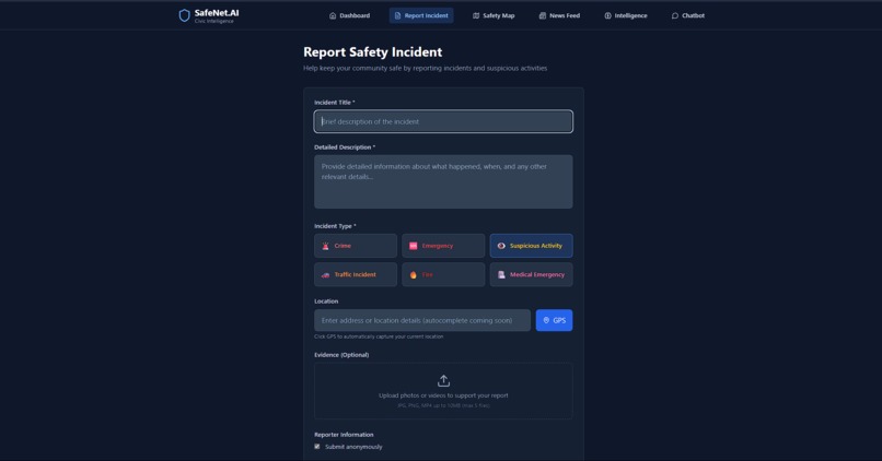 SafeNet.AI – Real-Time LLM-Powered Civic Safety Intelligence – screenshot 1