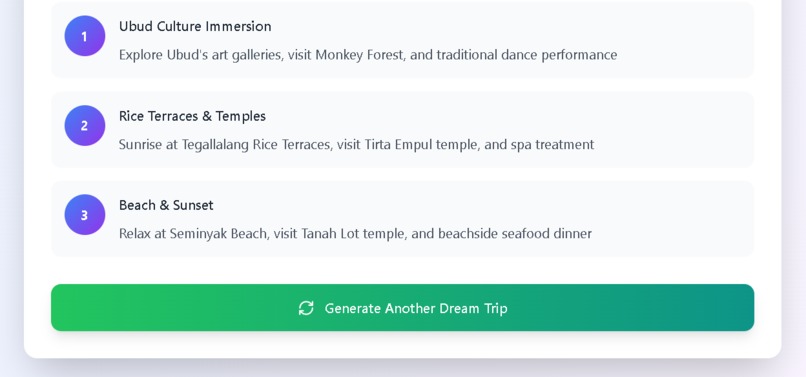 Dream Travel Generator App – screenshot 6
