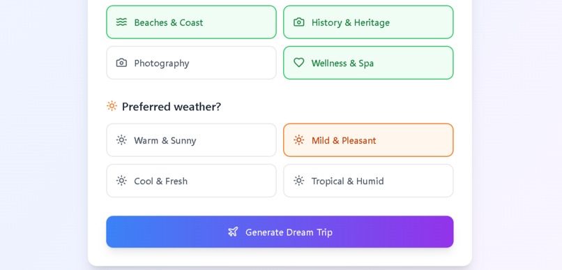 Dream Travel Generator App – screenshot 3